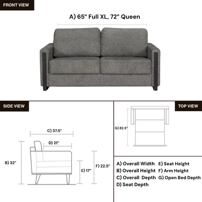 Fjords Mia Nordic Rest Fabric Gray Sleeper Sofa