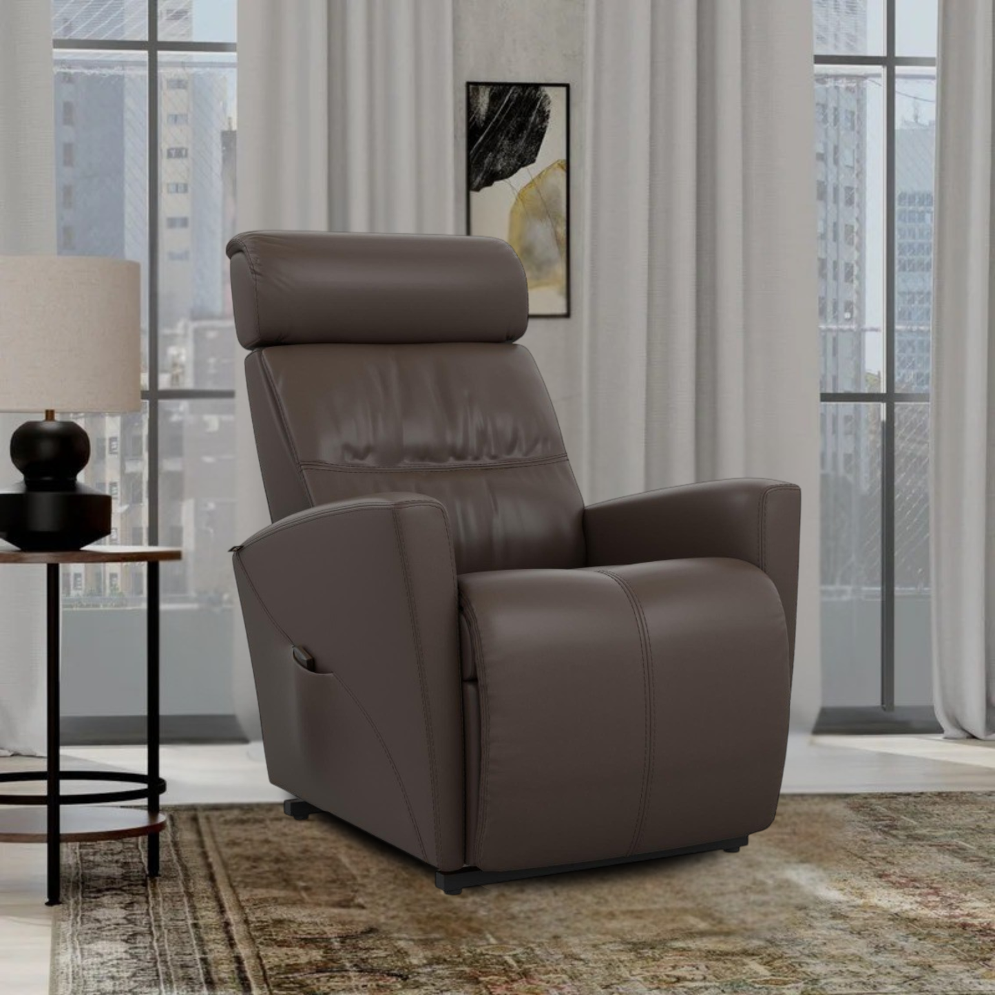 Fjords Milan Leather Lift Recliner Chair with Motorized Headrest