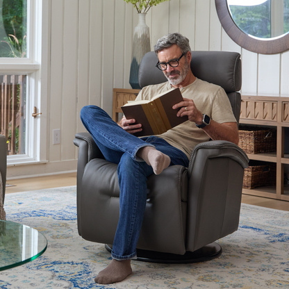 Fjords Milan Leather Swivel Glider Power Recliner Chair