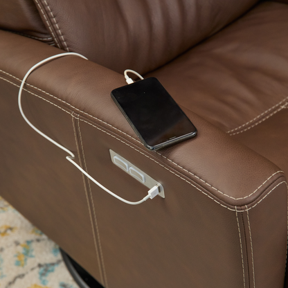 Fjords Milan Leather Swivel Glider Power Recliner Chair