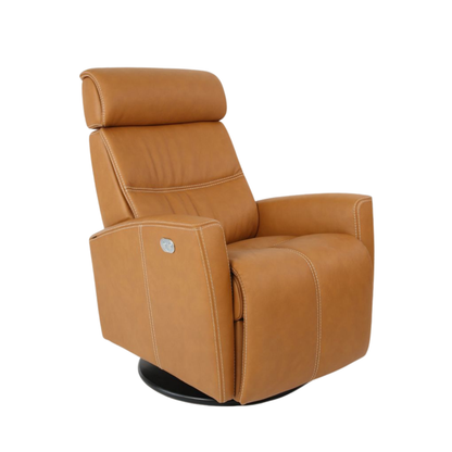 Fjords Milan Leather Swivel Glider Power Recliner Chair