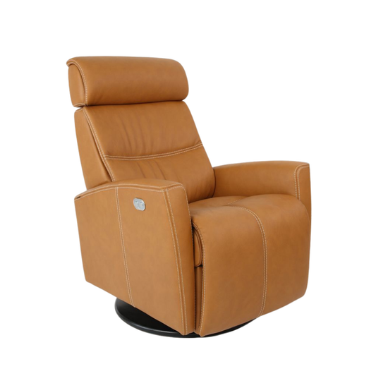Fjords Milan Leather Swivel Glider Power Recliner Chair