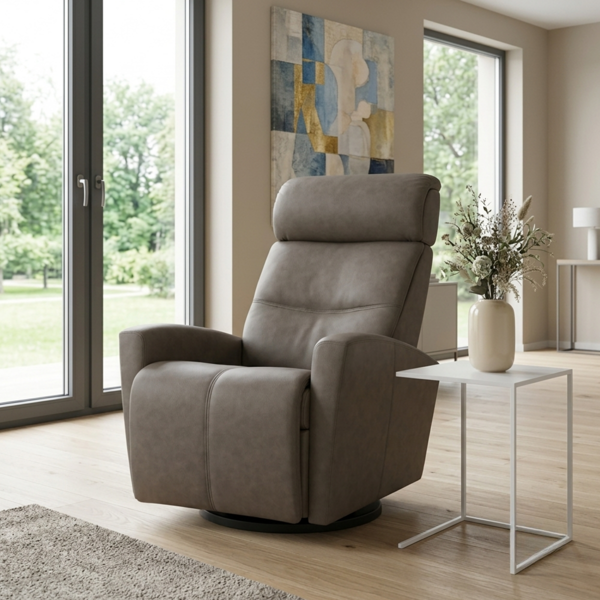 Fjords Milan Leather Swivel Glider Power Recliner Chair-Comfortdesignfurniture