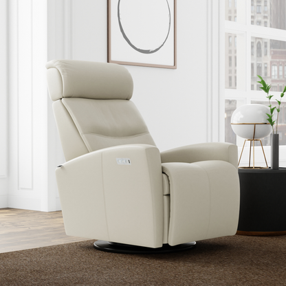 Fjords Milan Leather Swivel Glider Power Recliner Chair