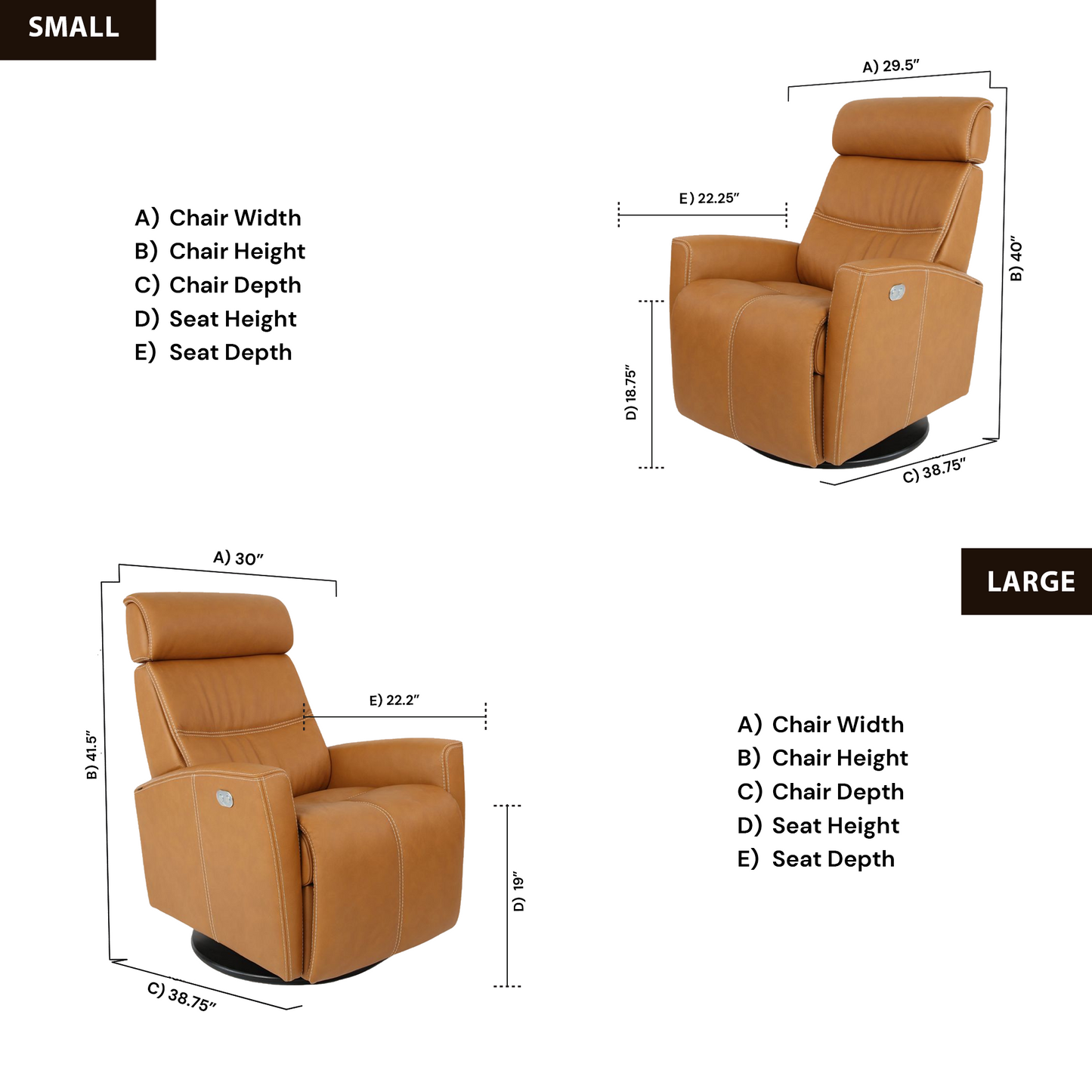 Fjords Milan Leather Swivel Glider Power Recliner Chair