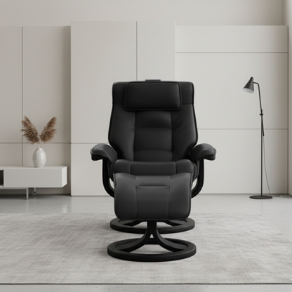 Fjords Mustang R Leather Recliner Chair With Foot Stool