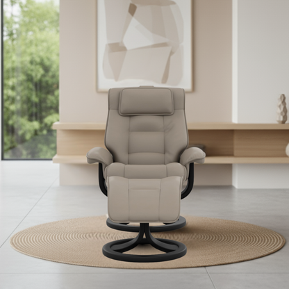 Fjords Mustang R Leather Recliner Chair With Foot Stool