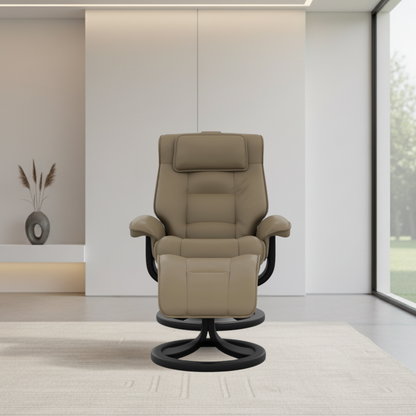 Fjords Mustang R Leather Recliner Chair With Foot Stool