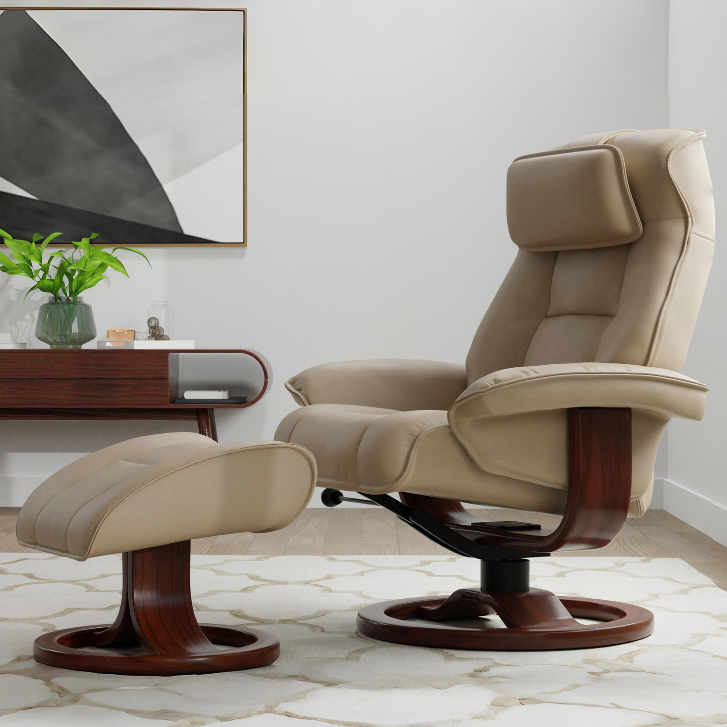 Fjords Mustang R Leather Recliner Chair With Foot Stool