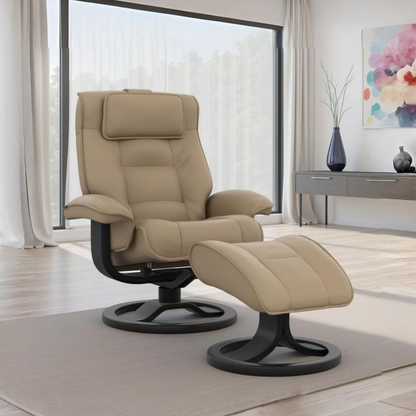 Fjords Mustang R Leather Recliner Chair With Foot Stool