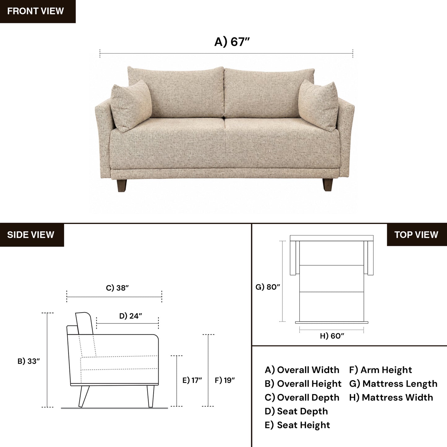 Fjords Nordic Hanna Fabric Queen Sleeper Sofa