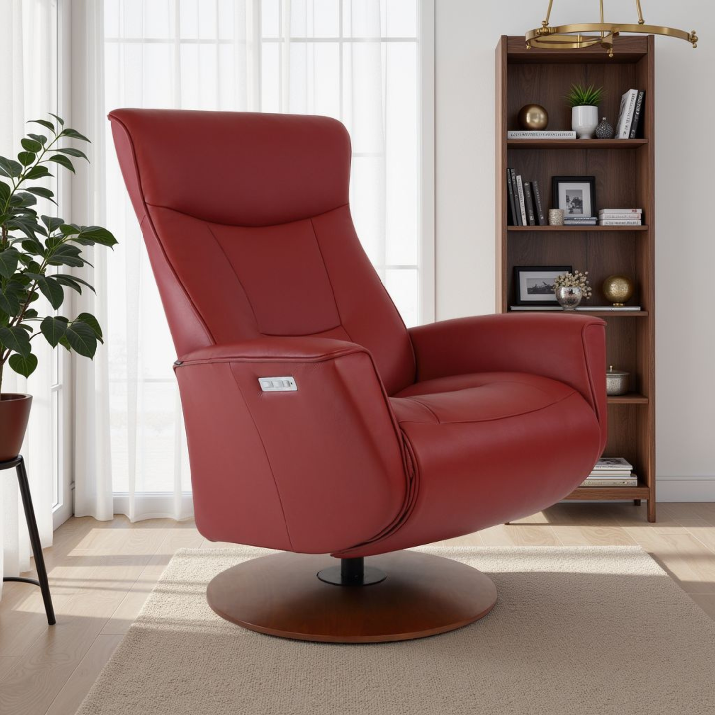 Fjords Oskar Leather Swivel Glider Power Recliner Chair