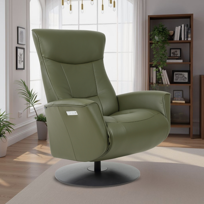 Fjords Oskar Leather Swivel Glider Power Recliner Chair