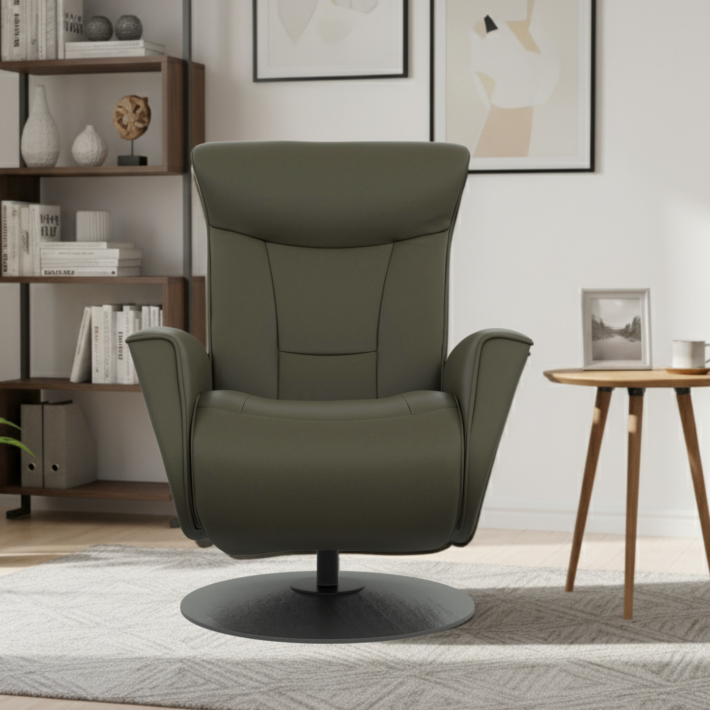 Fjords Oskar Leather Swivel Glider Power Recliner Chair