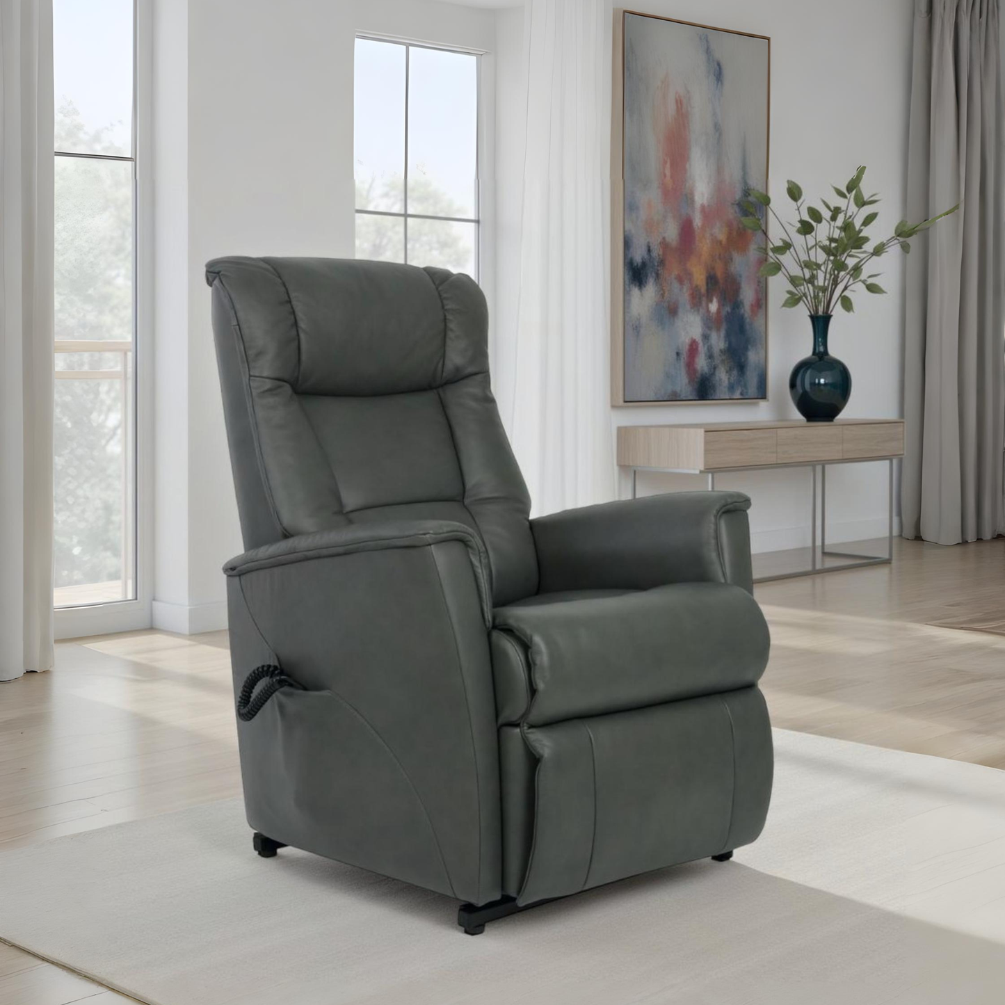 Fjords Memphis Leather Lift Recliner Chair with Motorized Headrest