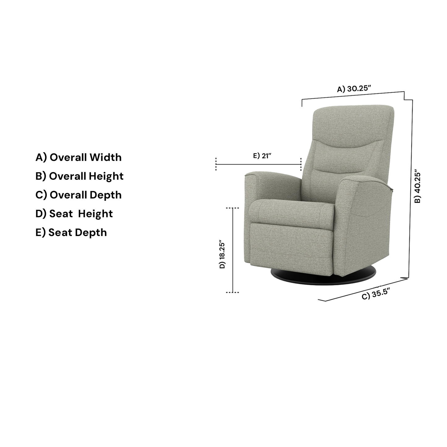 Fjords Oslo Manual Leather Swivel Recliner Chair