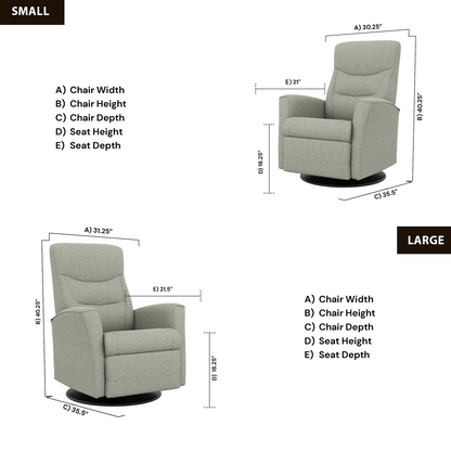 Fjords Oslo Leather Power Recliner Chair With Swivel Base