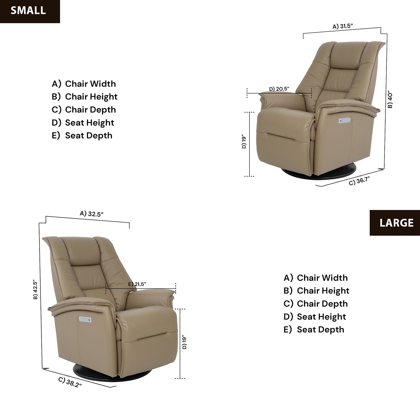 Fjords Paris Leather Recliner Lumbar Support & Rocking Motion Chair