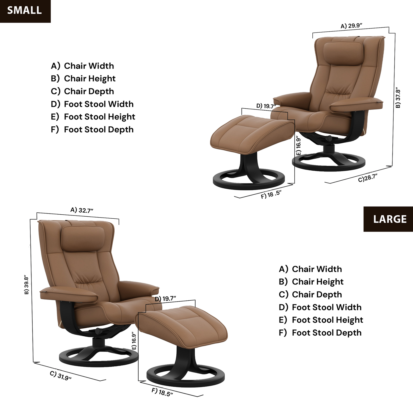 Fjords Regent R Leather Swivel Manual Recliner Chair with Footstool