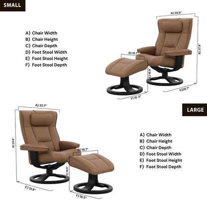 Fjords Regent R Leather Swivel Manual Recliner Chair with Footstool