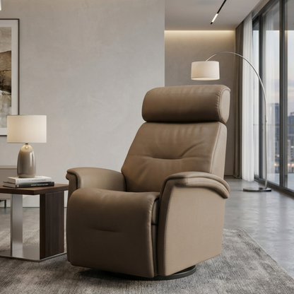 Fjords Rome Leather Power Recliner Chair With Swivel Glider Motion-Comfortdesignfurniture