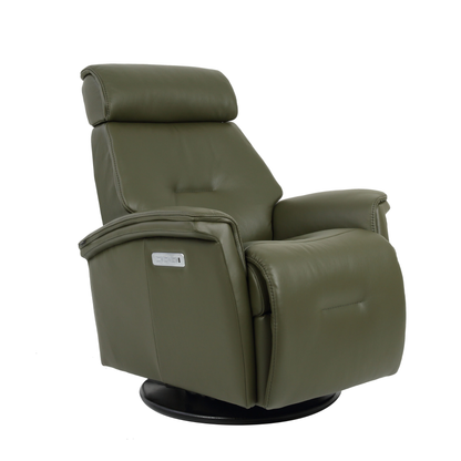 Fjords Rome Leather Power Recliner Chair With Swivel Glider Motion