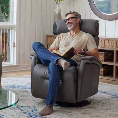 Fjords Rome Leather Power Recliner Chair With Swivel Glider Motion