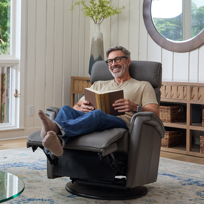 Fjords Rome Leather Power Recliner Chair With Swivel Glider Motion