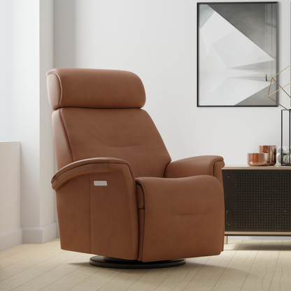 Fjords Rome Leather Power Recliner Chair With Swivel Glider Motion