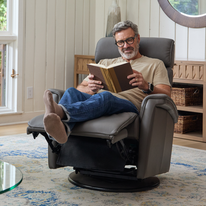 Fjords Rome Leather Power Recliner Chair With Swivel Glider Motion