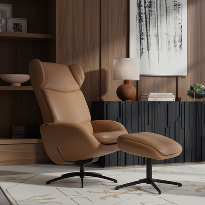 Fjords Stella Recliner Chair and Ottoman with Rocking Glide Swivel Base