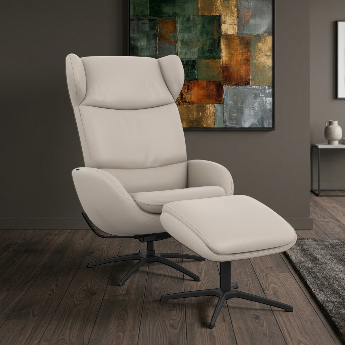 Fjords Stella Recliner Chair and Ottoman with Rocking Glide Swivel Base