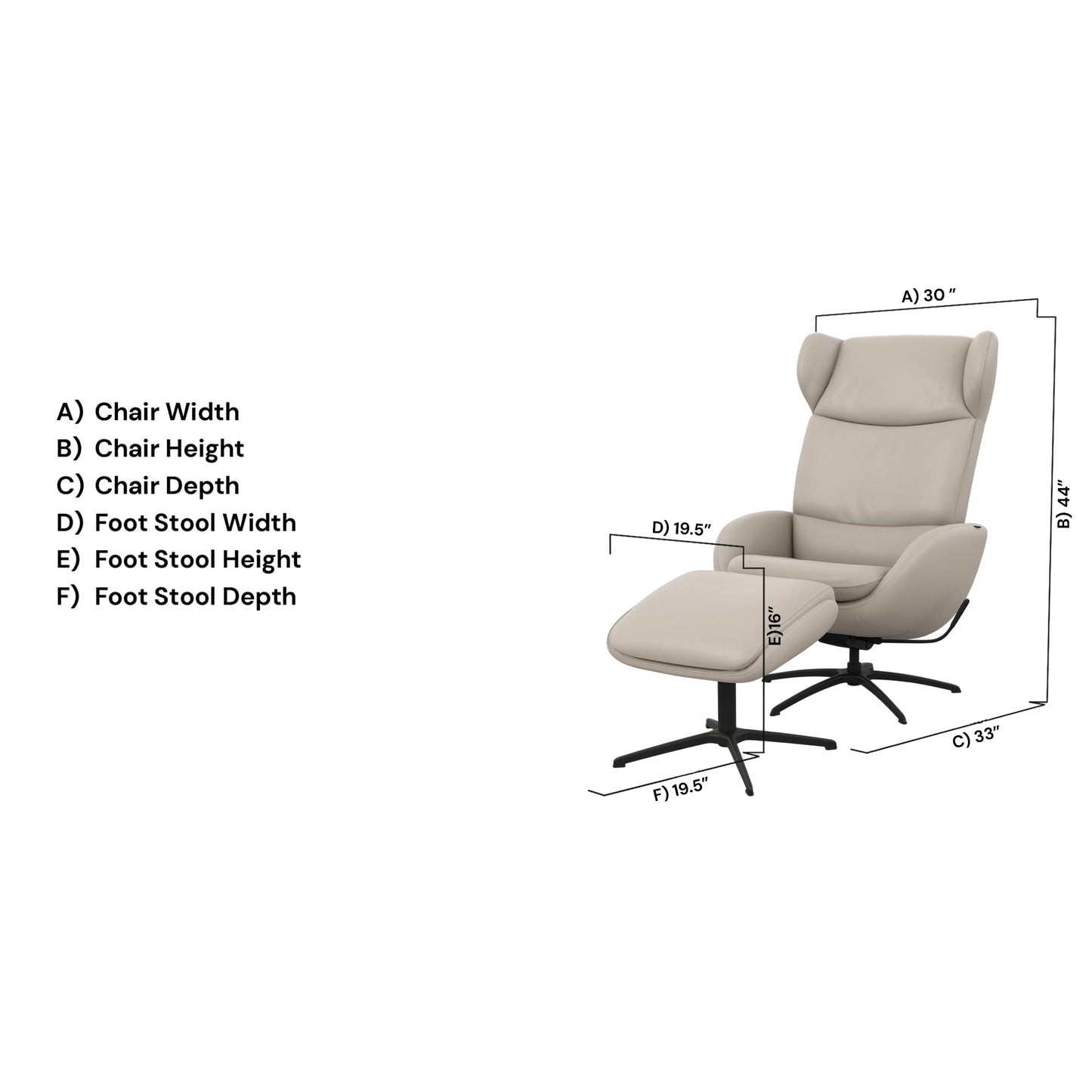 Fjords Stella Recliner Chair and Ottoman with Rocking Glide Swivel Base