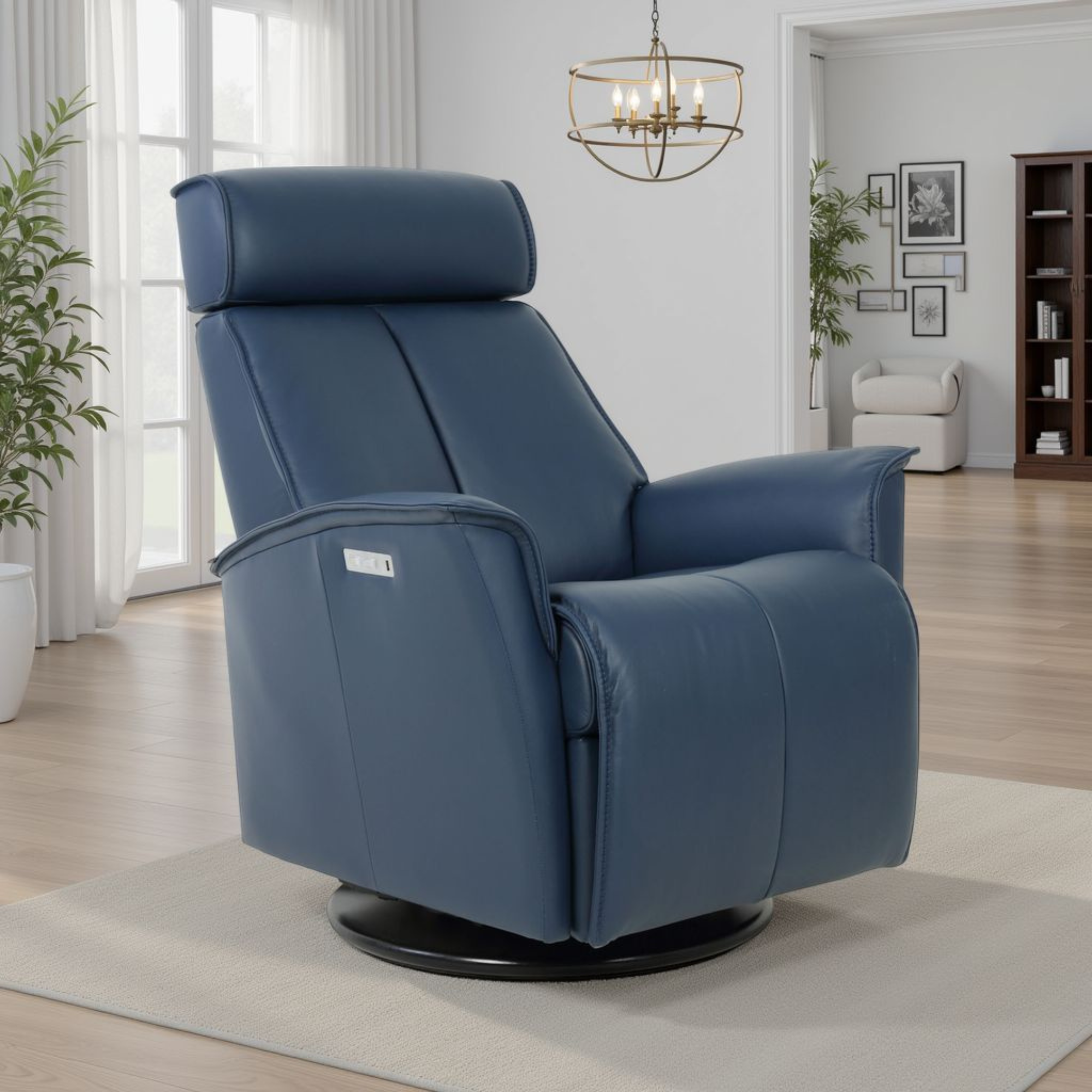 Fjords Venice Leather Swivel Glider Power Recliner Chair – Comfort