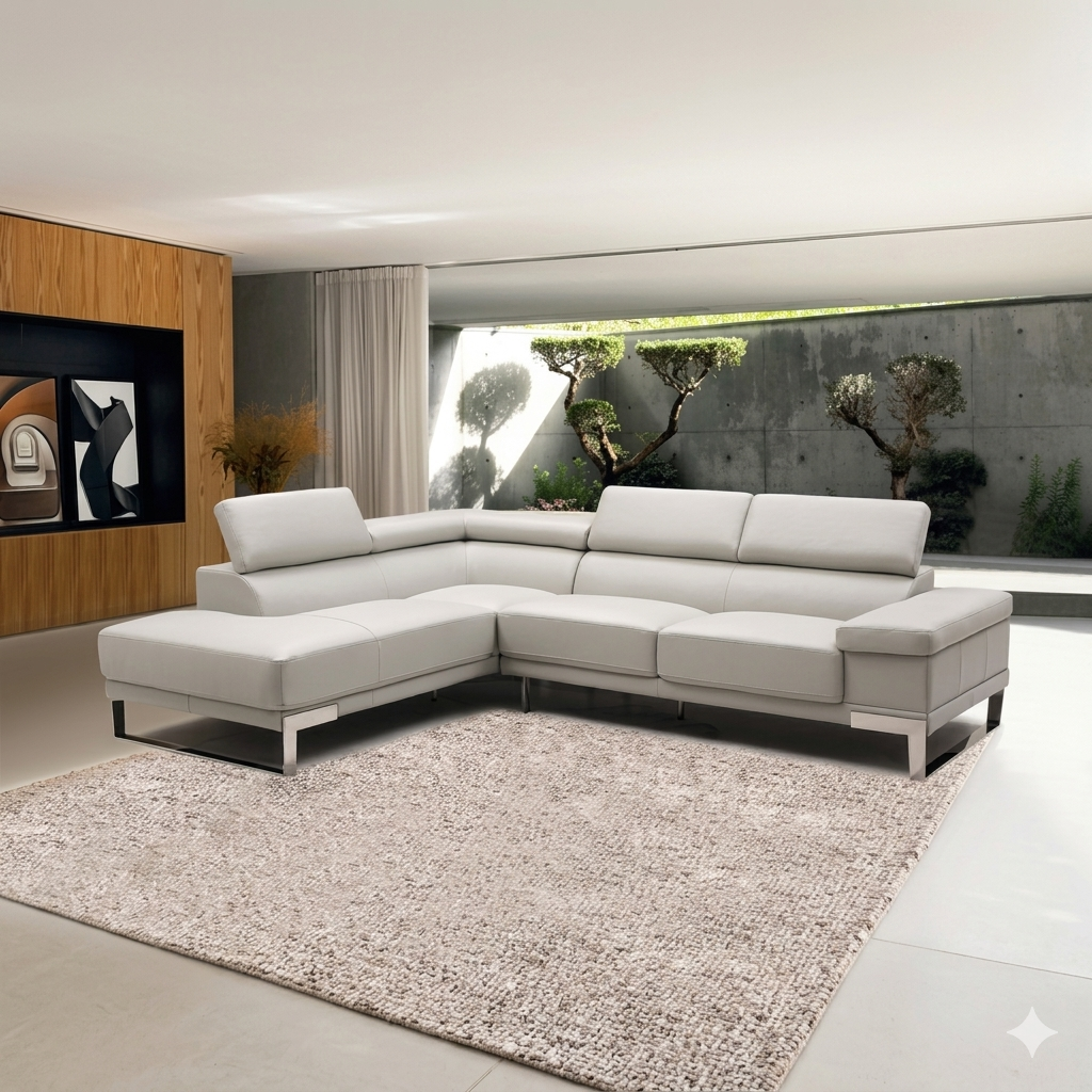 Gio Italia Brixton Leather Sectional Sofa With Chaise