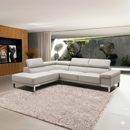 Gio Italia Brixton Leather Sectional Sofa With Chaise