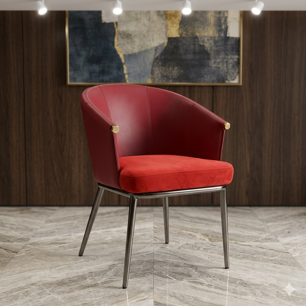 Klaussner Autentico Luxe Red Leather Dining Chair
