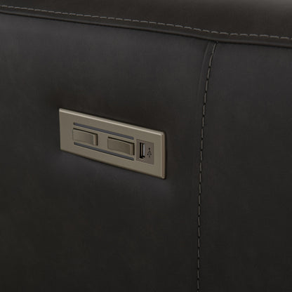 Bernhardt Living Germain Leather Gray Power Motion Sofa