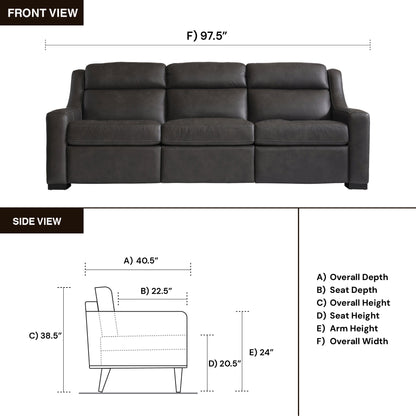Bernhardt Living Germain Leather Gray Power Motion Sofa