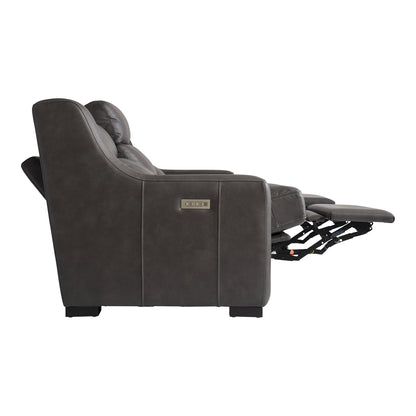 Bernhardt Living Germain Leather Gray Power Motion Sofa
