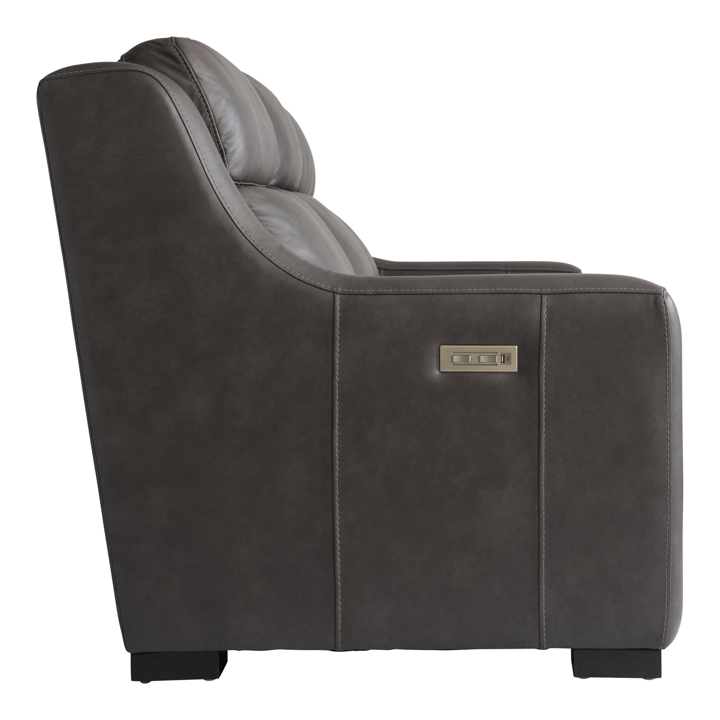 Bernhardt Living Germain Leather Gray Power Motion Sofa