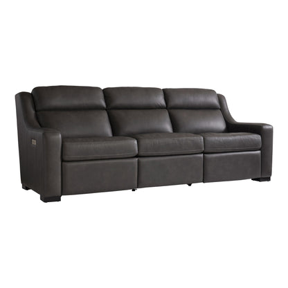 Bernhardt Living Germain Leather Gray Power Motion Sofa