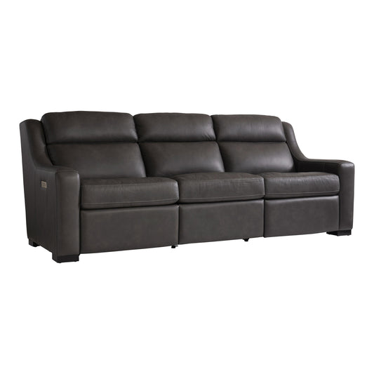 Bernhardt Living Germain Leather Gray Power Motion Sofa