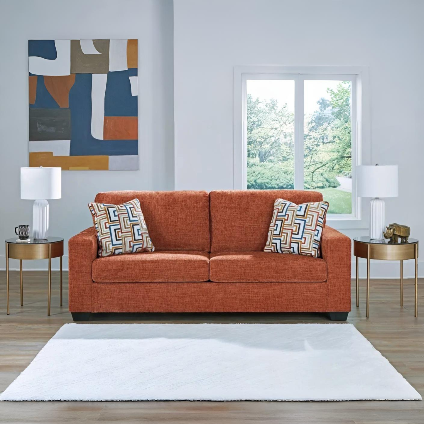 Gio Italia Amalfi Queen Fabric Sleeper Sofa with Accent Pillows