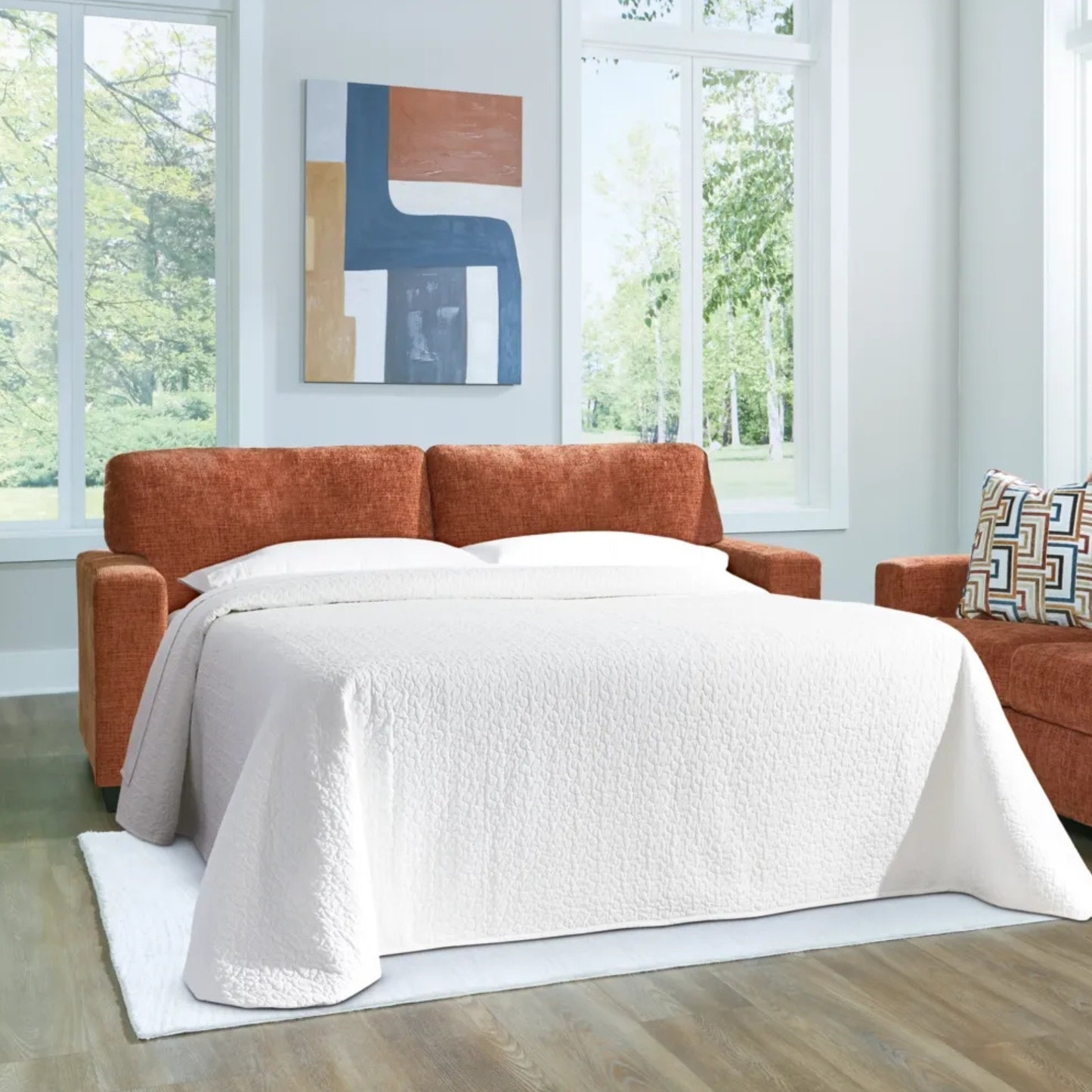 Gio Italia Amalfi Queen Fabric Sleeper Sofa with Accent Pillows