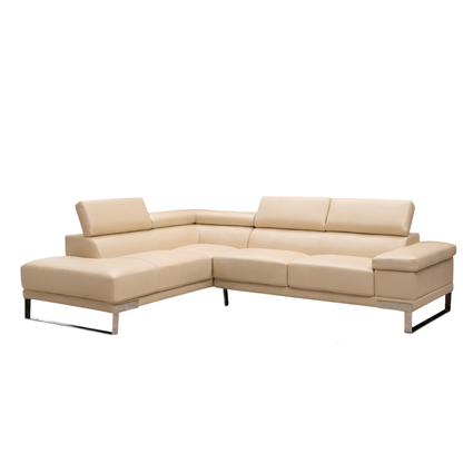 Gio Italia Brixton Leather Sectional Sofa With Chaise
