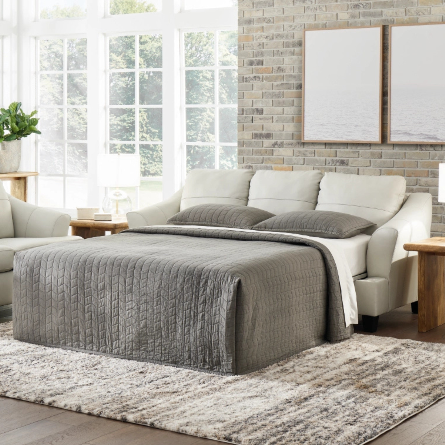 Gio Italia Geneva 3-Seater Queen Leather Sleeper Sofa