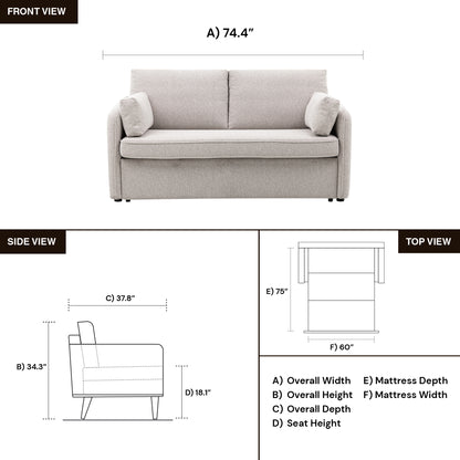 Gio Italia New York Sleeper Sofa with Memory Foam