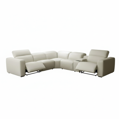 Gio Italia Ferrano Leather Sectional With Storage Console