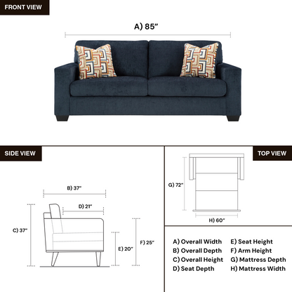 Gio Italia Amalfi Queen Fabric Sleeper Sofa with Accent Pillows